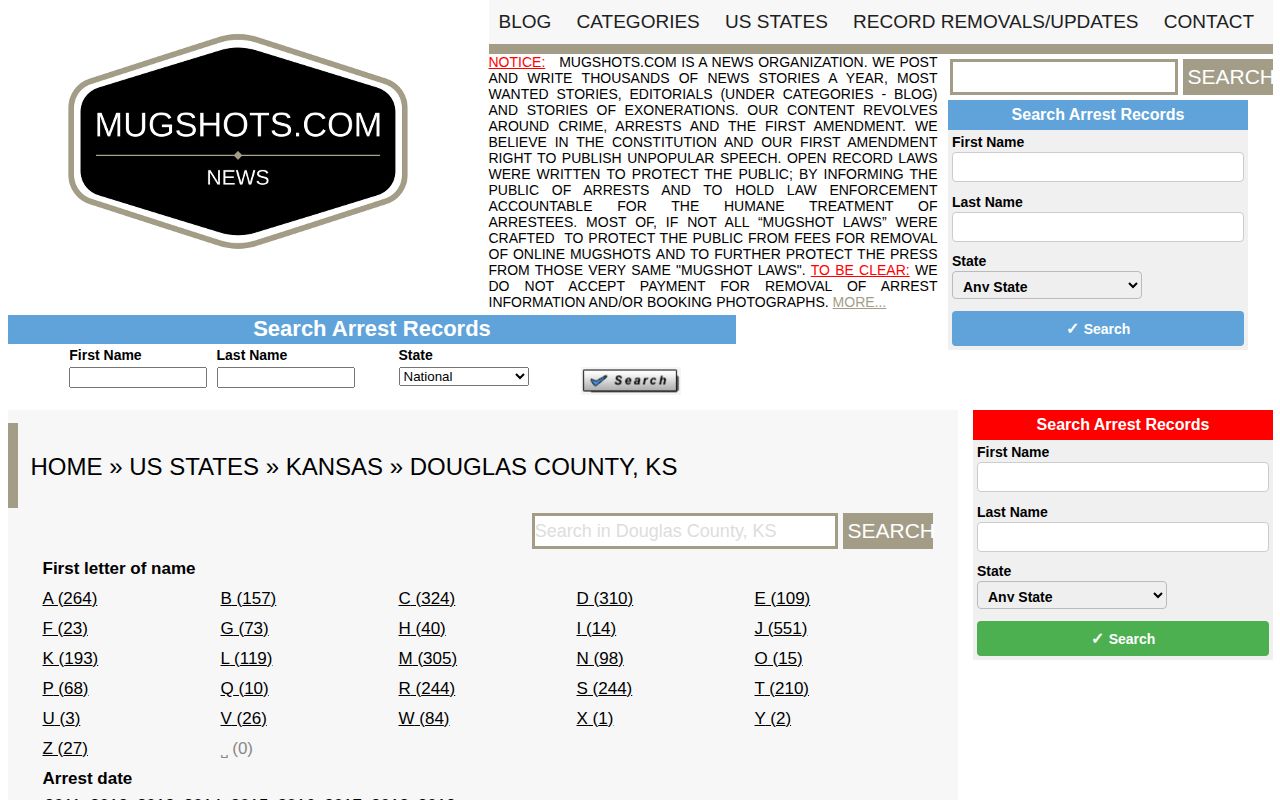 Unofficial Douglas County mugshot archive requiring official verification