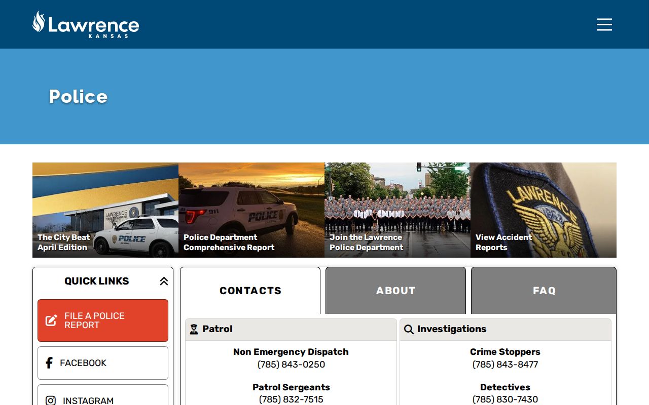 Lawrence Police Department official arrest-record information page